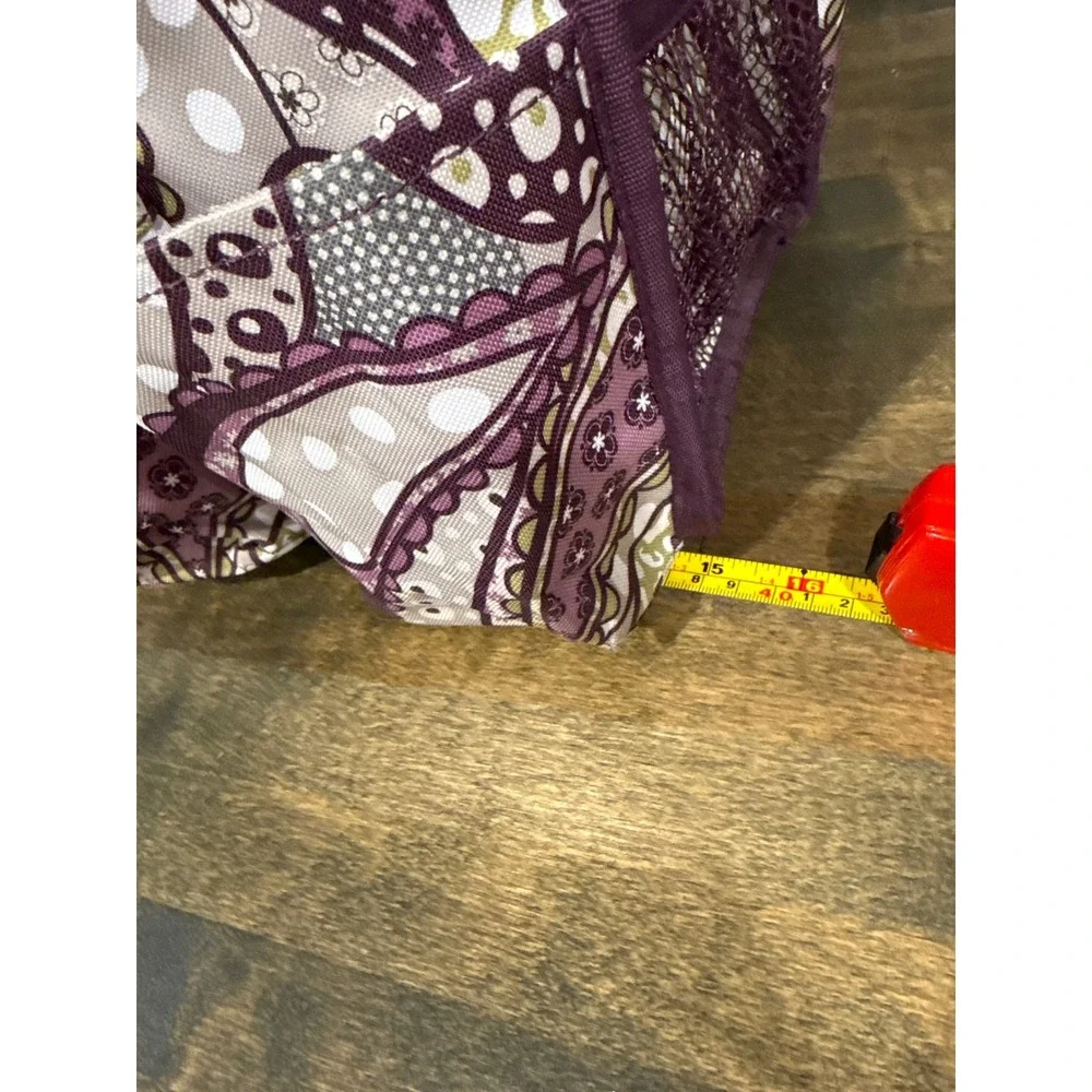 Thirty-One Organizing Utility Tote Purple Paisley Print 7 Pockets Storage Bag